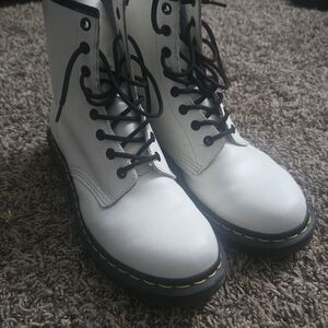 Dr. Martens White Boots with Black Accents